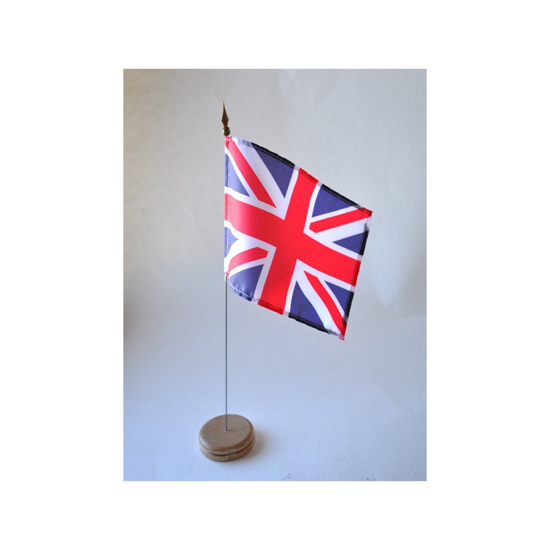 Drapeau De Table Royaume-Uni - 10 X 15 Cm - Sur Socle Plastique Noir, Hauteur Totale 30 Cm - Pour Décoration Intérieure