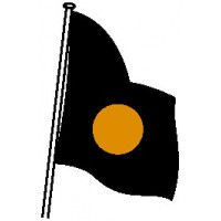 DRAPEAU DE COURSE NOIR disque orange 