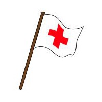 DRAPEAU DE COURSE BLANC CROIX ROUGE 