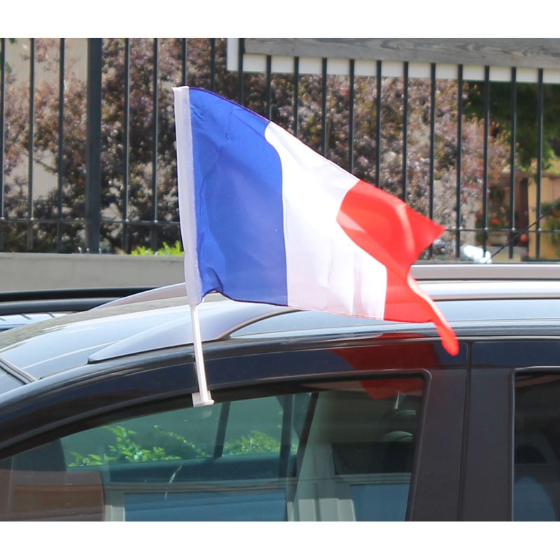 FANION VOITURE FRANCE 30x45cm avec support pour vitre de voiture