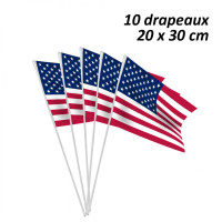 10 DRAPEAUX PAPIER EPAIS 135GR 20X30CM USA ETATS UNIS