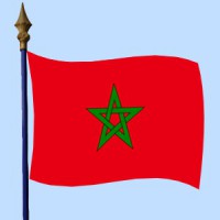 DRAPEAU Maroc sur hampe bois